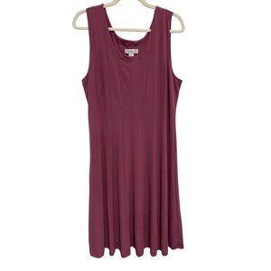 Coldwater Creek Dress Size Medium Sleeveless Scoop Neck Berry Pink Stretch Swing